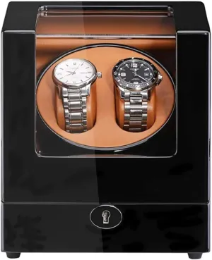 Quiet Motor, Adapter & Battery Powered realization endanger condemn Double Watch Winder for Automatic Watches, Wood Shell with Piano Paint, 