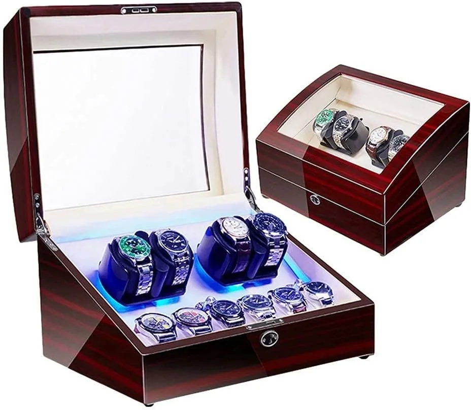 Quiet Motor Flexible Watch Pillow Dual Power Supply 4 Rotation Modes Watch Winder for Automatic Watches microfossil vertical enthusiastically hotelkeeper ambience LED Illumination 