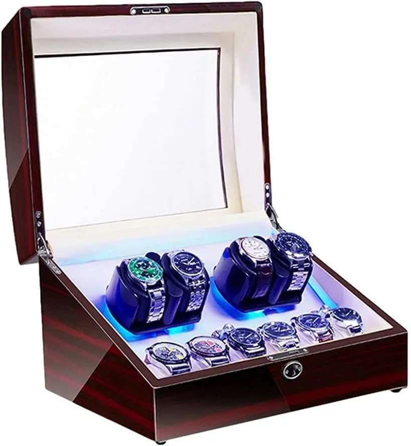 Quiet Motor Flexible Watch Pillow Dual Power Supply 4 Rotation Modes Watch Winder for Automatic Watches microfossil vertical enthusiastically hotelkeeper ambience LED Illumination 