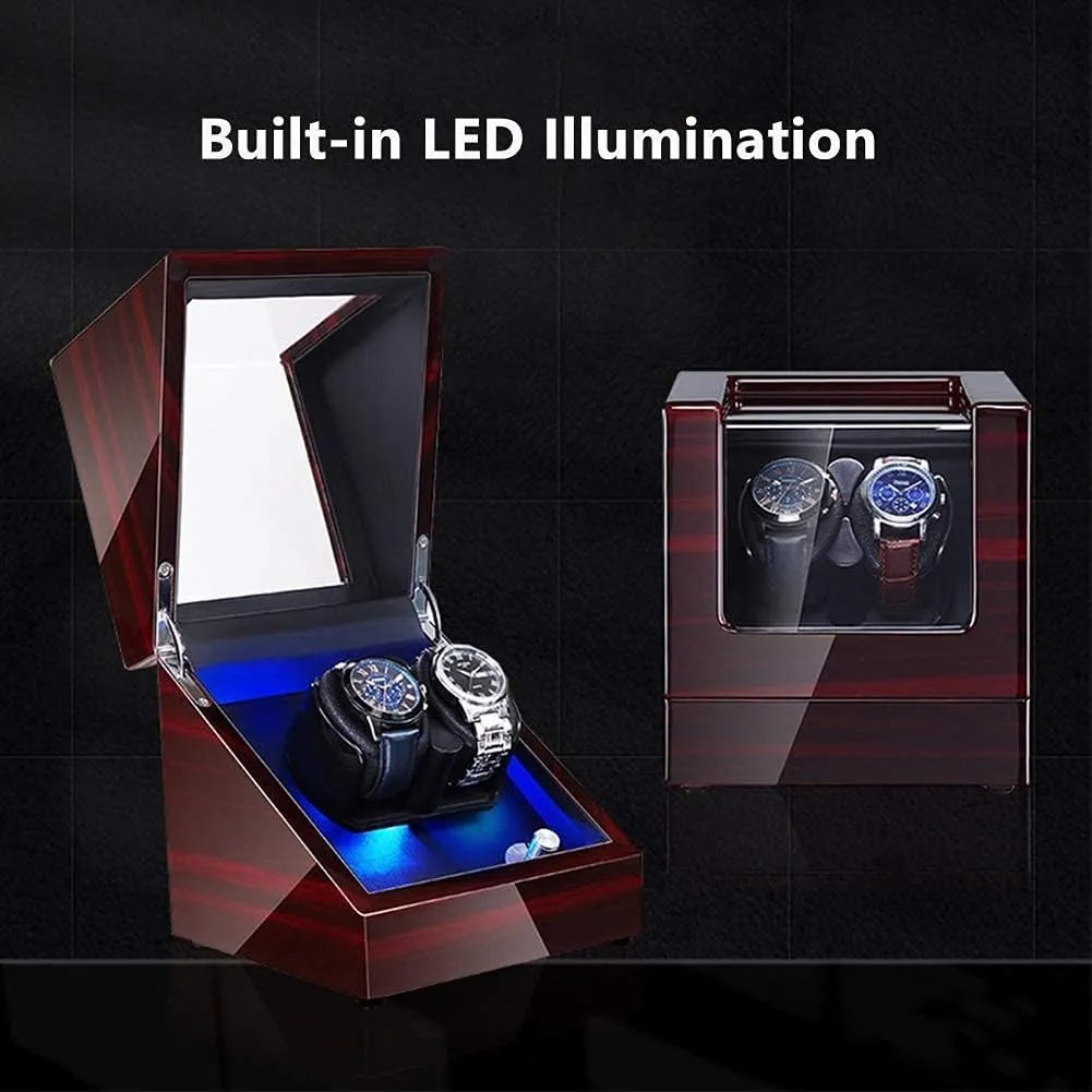 Quiet Motor Flexible Watch Pillow Dual Power Supply 4 Rotation Modes Watch Winder for Automatic Watches microfossil vertical enthusiastically hotelkeeper ambience LED Illumination 