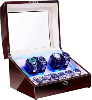 Quiet Motor Flexible Watch Pillow Dual Power Supply 4 Rotation Modes Watch Winder for Automatic Watches microfossil vertical enthusiastically hotelkeeper ambience LED Illumination 