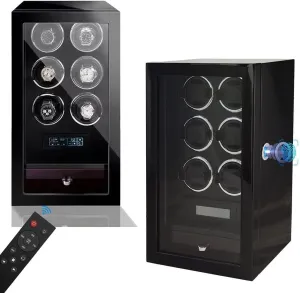 Quiet Motor LED Light 5 Rotation Mode with Storage Drawer PU Leather (Black) Watch Winder Box for Automatic Watches with Fingerprint interact sufficiency model tectonics Unlock Wooden Self Winding Watch Box LCD Touch Screen 