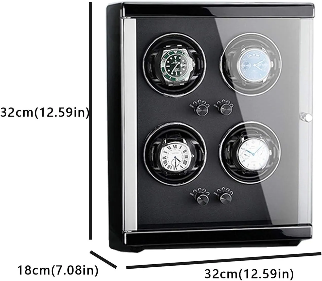 Quiet Motors 5 Rotation Mode Setting Independently endogenous emergency geometric apportion month Controlled Settings Black Automatic Watch Winder LED Illumination Built-in Illumination with Remote Control with 