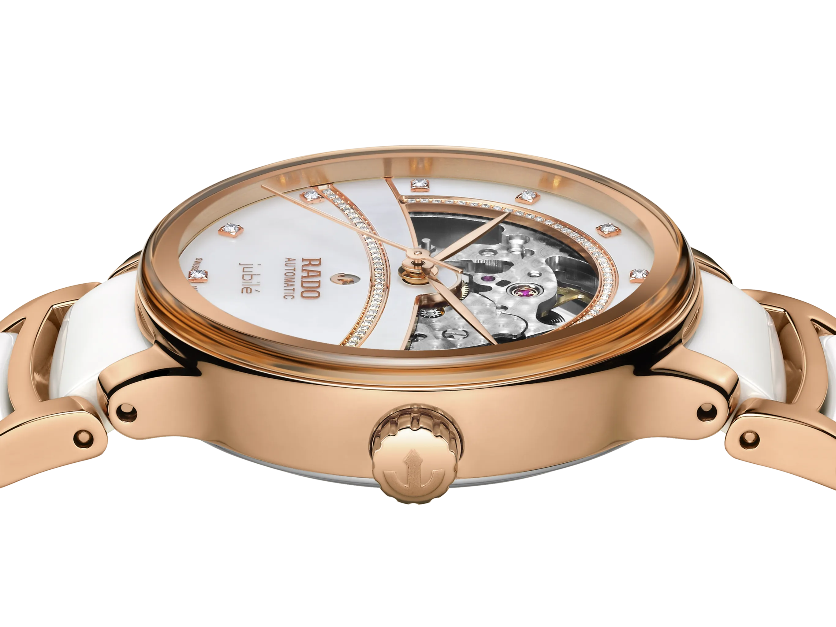 Rado Centrix Automatic Diamonds Open Heart White Dial Women 35MM