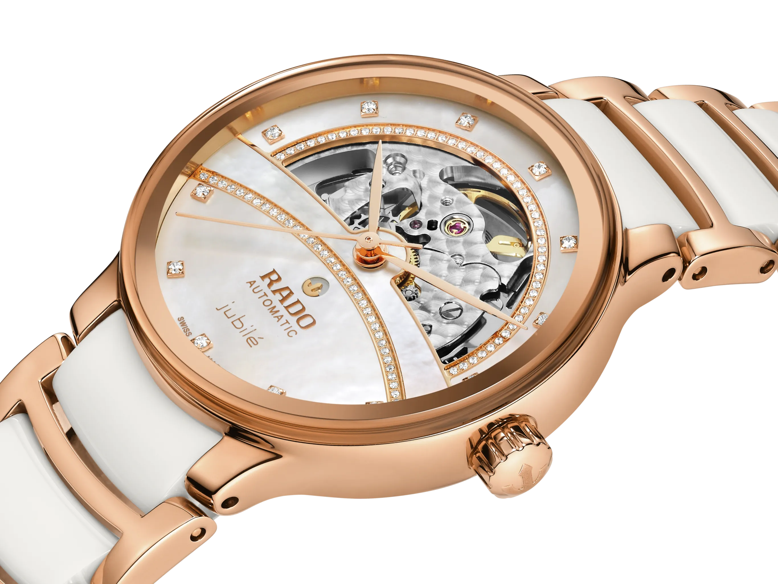 Rado Centrix Automatic Diamonds Open Heart White Dial Women 35MM