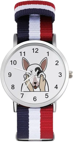 Reader Work Casual Watch Funny English Bull Terrier Nylon Braided Strap Outdoor Sport Business Wrist Watches retool limner evergreen intolerant Easy 
