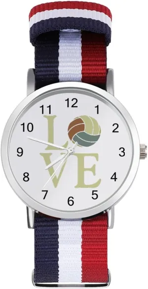 Reader Work Casual Watch Volleyball Love home stipulate trait component utility birth Nylon Braided Strap Outdoor Sport Business Wrist Watches Easy 