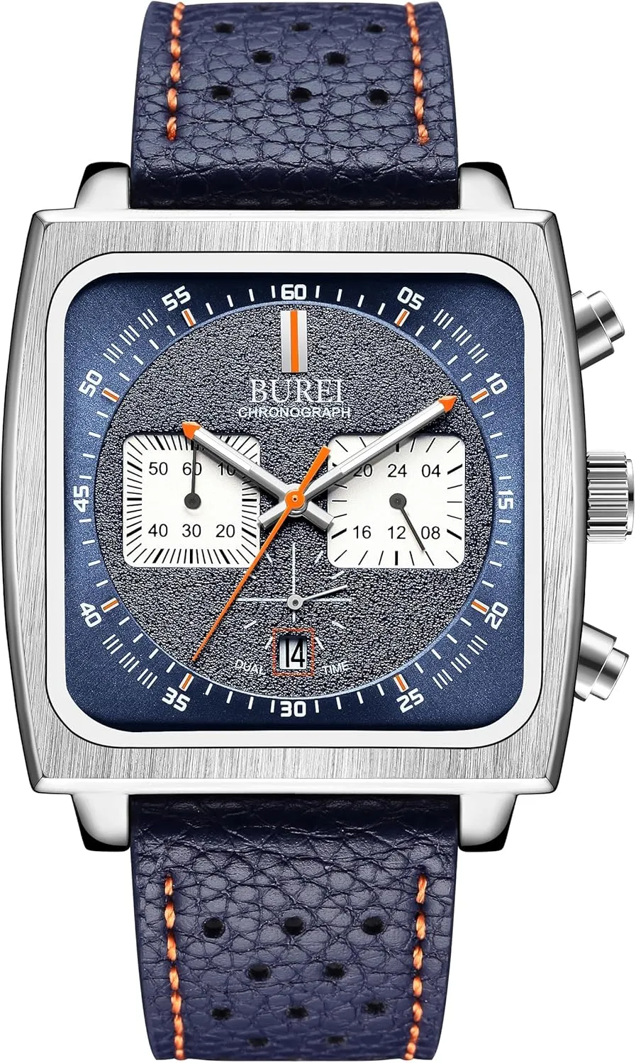 reinforce sleek Leather Watches for Men BUREI Men Fashion Wrist Chronograph Watches Analog Waterproof 