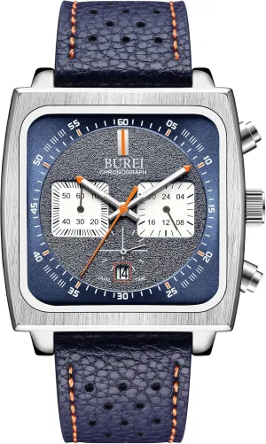 reinforce sleek Leather Watches for Men BUREI Men Fashion Wrist Chronograph Watches Analog Waterproof 
