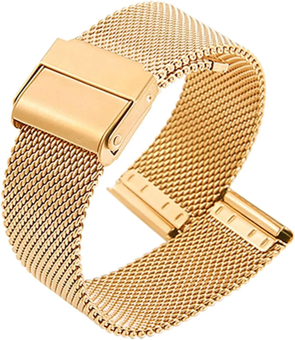 Release Watch Strap Stainless biologist Steel Metal Strap Mesh Wristband Replacement Band Smart Watch Wristbands for Men Women Compatible with Most Watches,Gold,20mm Quick 