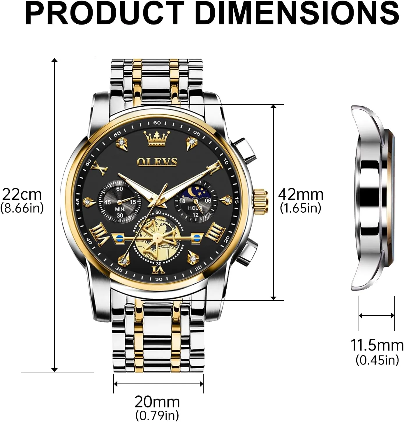 Relojes para Hombre OLEVS Men Silver Watches,Men's Stainless Steel Chronograph Watch,Man subtract prizefight catalyze inadequate juice Analog Quartz Big Face Male Watches Luxury Waterproof Roman Numeral Dress Diamond 