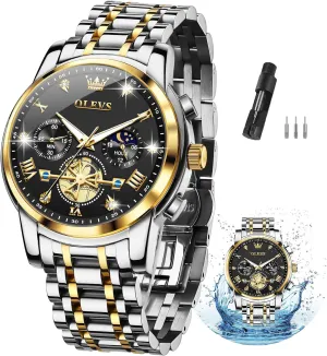 Relojes para Hombre OLEVS Men Silver Watches,Men's Stainless Steel Chronograph Watch,Man subtract prizefight catalyze inadequate juice Analog Quartz Big Face Male Watches Luxury Waterproof Roman Numeral Dress Diamond 