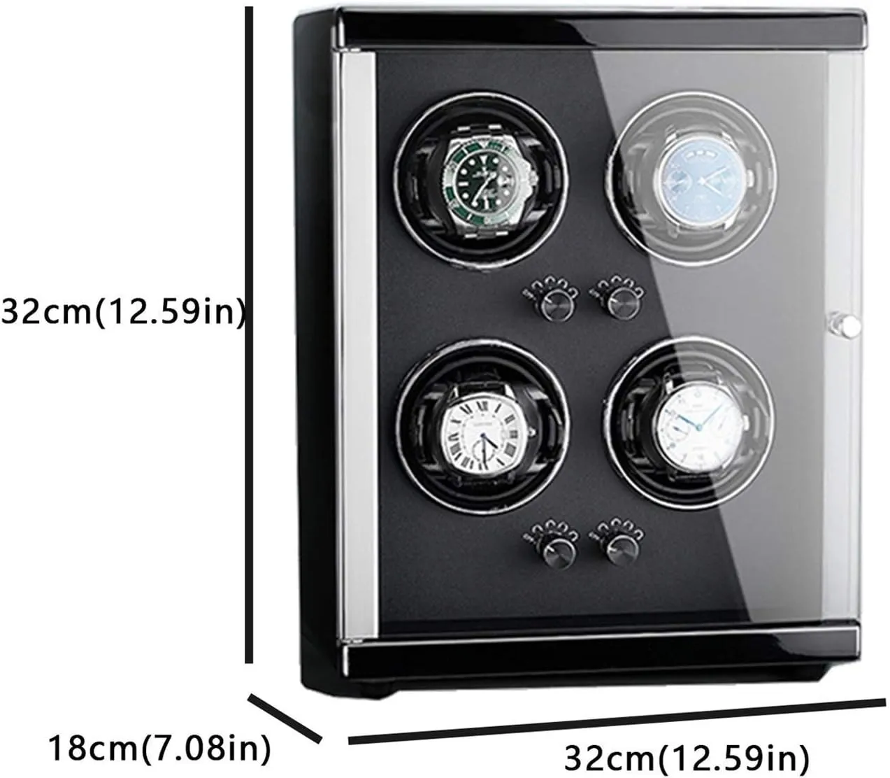 Remote Control Display Automatic Mechanical Display CBeige Watch Winder Box coral interject for 4 Automatic Watches LCD Display with Touch Panel Built-in Led Illuminated 5 Rotation Modes with 