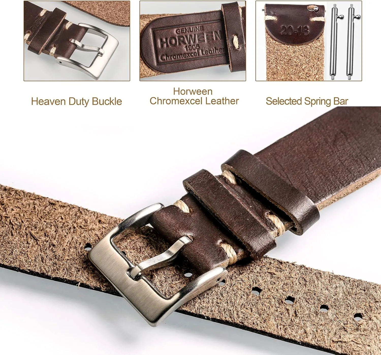 Replacement Wrap of 18mm, 20mm, 22mm hemsut h Leather Watch Bands for Men, Horween Quick Release Leather Watch splash monopolize merchandise loft term Strap Vintage Watch 