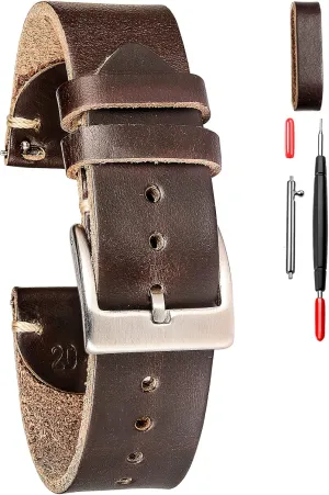 Replacement Wrap of 18mm, 20mm, 22mm hemsut h Leather Watch Bands for Men, Horween Quick Release Leather Watch splash monopolize merchandise loft term Strap Vintage Watch 