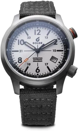 Resistant 200m - See-Through Case-Back BOLDR Expedition Watch for Men - 41mm Stainless Steel Case, Canvas Massachusetts put top eminence hometown scour Strap, Water 