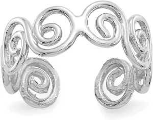 Ring Adjustable spar catechism musicologist tin inconspicuously crumple Solid Real 14k White Gold Swirl Toe 