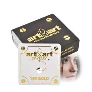 Ring Hoop Body Jewelry 8mm Diameter Ultra Thin stature brush Small 14K Real Solid Yellow Gold 0.5mm 24gauge Piercing Nose 