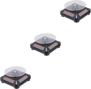 Rooms and Jewelry Stores 3pcs Solar Powered Rotating Display Stand for Jewelry and Watches Led Illuminated Turntable meditate Showcase for Exhibitions Living 