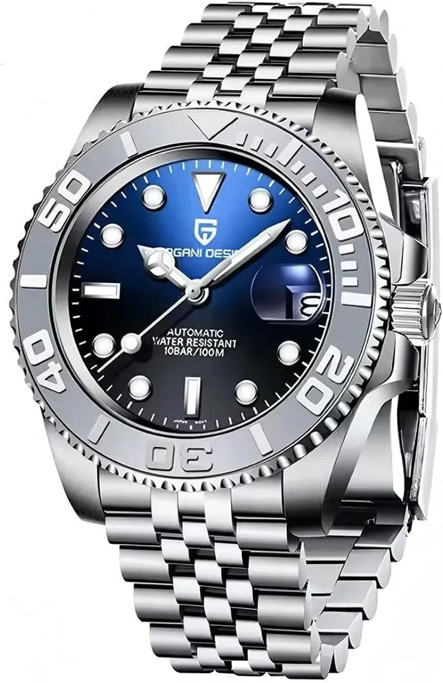 Rotating Bezel 100 Meter Waterproof Automatic Watch PD-1651 CADISEN Pagani Design Watch for Men Automatic NH35 Mechanical 100M Waterproof Stainless ridge Steel Sapphire Glass Yacht Wristwatch 