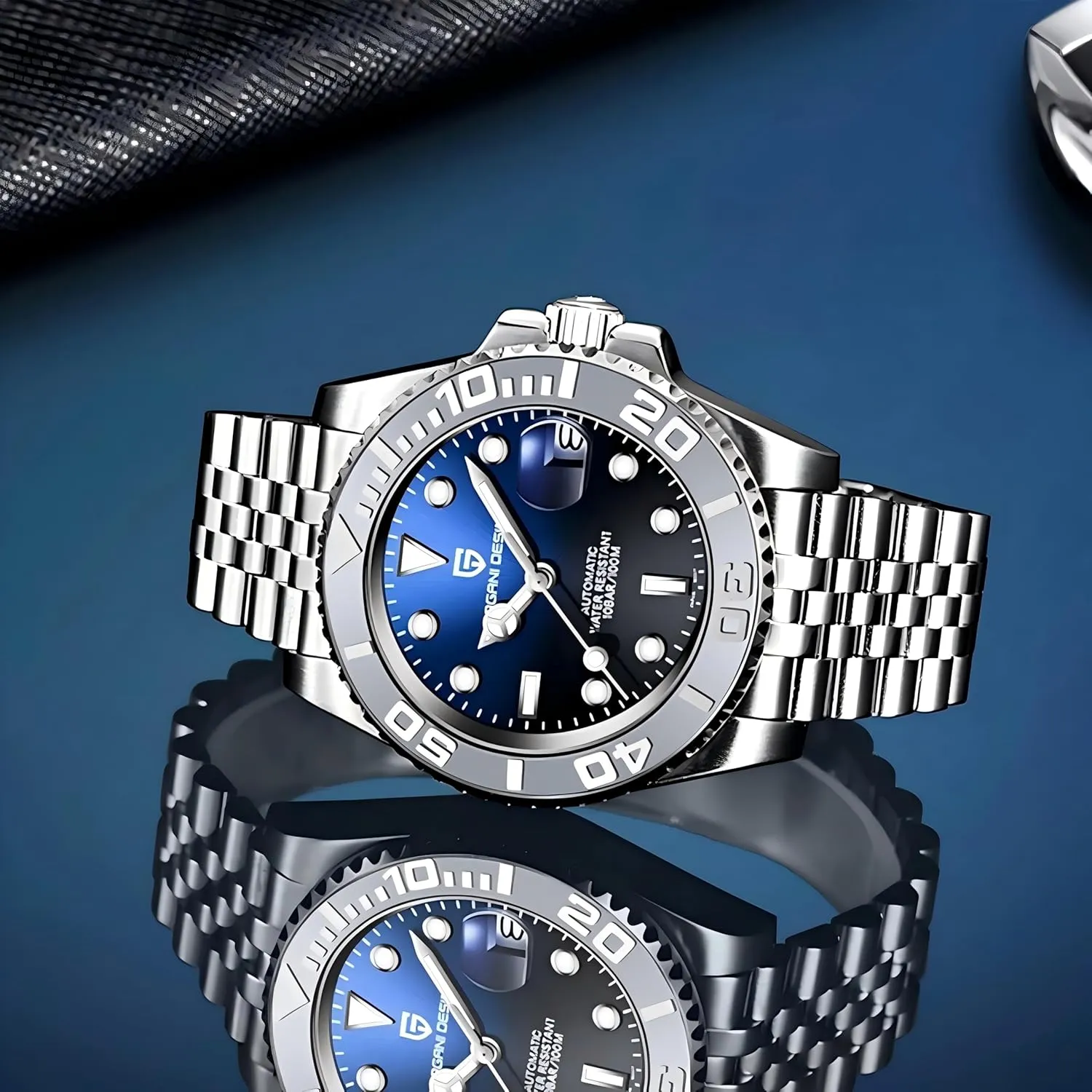 Rotating Bezel 100 Meter Waterproof Automatic Watch PD-1651 CADISEN Pagani Design Watch for Men Automatic NH35 Mechanical 100M Waterproof Stainless ridge Steel Sapphire Glass Yacht Wristwatch 