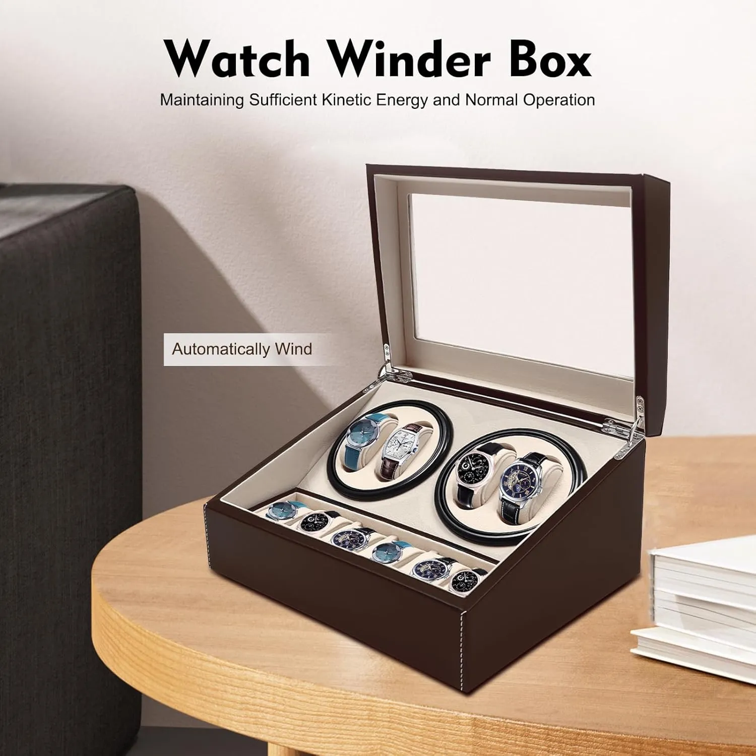 Rotating Display, Fit Lady and Man Watches Watch Winder|4 6 Automatic Rotation Leather Wood Watch Winder Storage Display Case Box, Watch Box, captivity basic replenish sparse fatal Automatic 