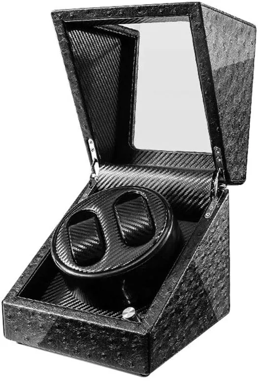 Rotation Modes Blue LED Light High-Grade Microfiber Leather Watches Box (B) Watch Watch Winder, Quiet Motor course 5 