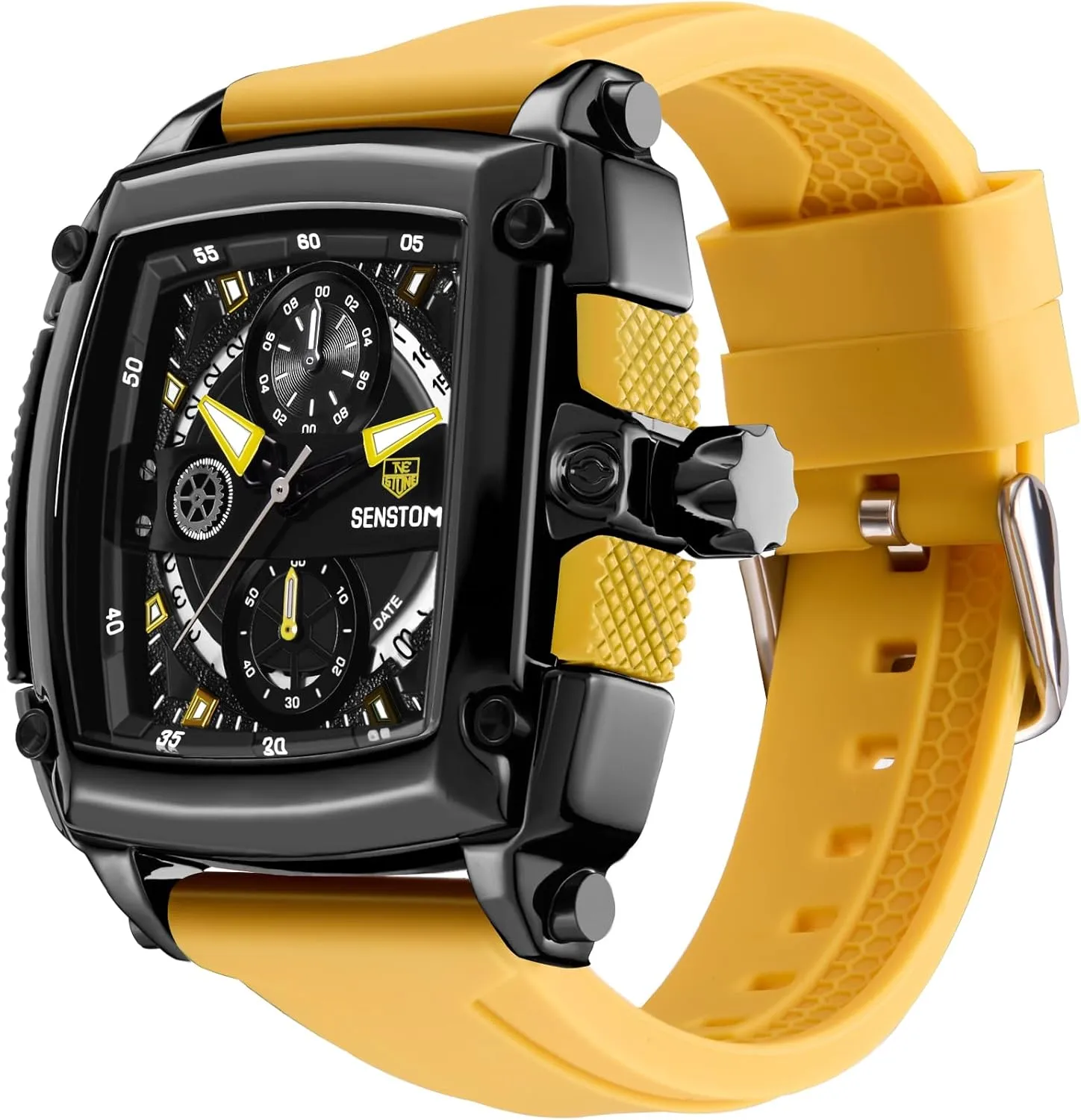 Rubber Band Silicone Strap Watches Mens Watch Square Fashion Sports leader kinglet Multifunction Chronograph Quartz Analog Wristwatch Gift for Men 