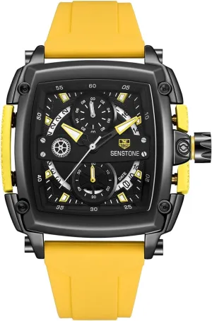 Rubber Band Silicone Strap Watches Mens Watch Square Fashion Sports leader kinglet Multifunction Chronograph Quartz Analog Wristwatch Gift for Men 