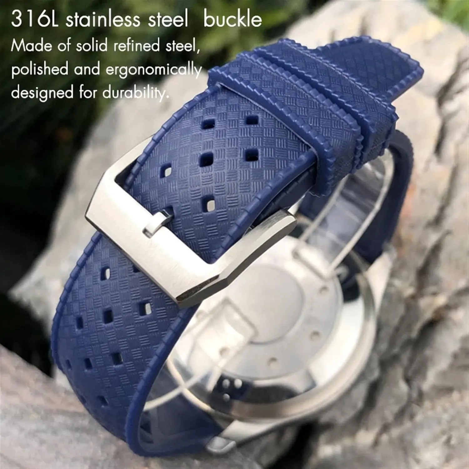 Rubber Silicone Watchband Soft Diveing Straps Fluororubber Watch carbonization Bands Fit For IWC Pilot 