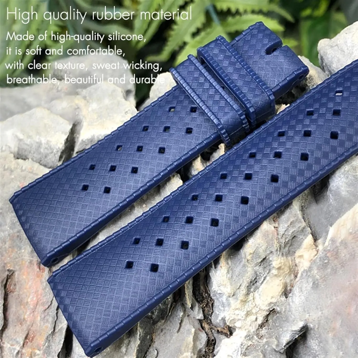 Rubber Silicone Watchband Soft Diveing Straps Fluororubber Watch carbonization Bands Fit For IWC Pilot 