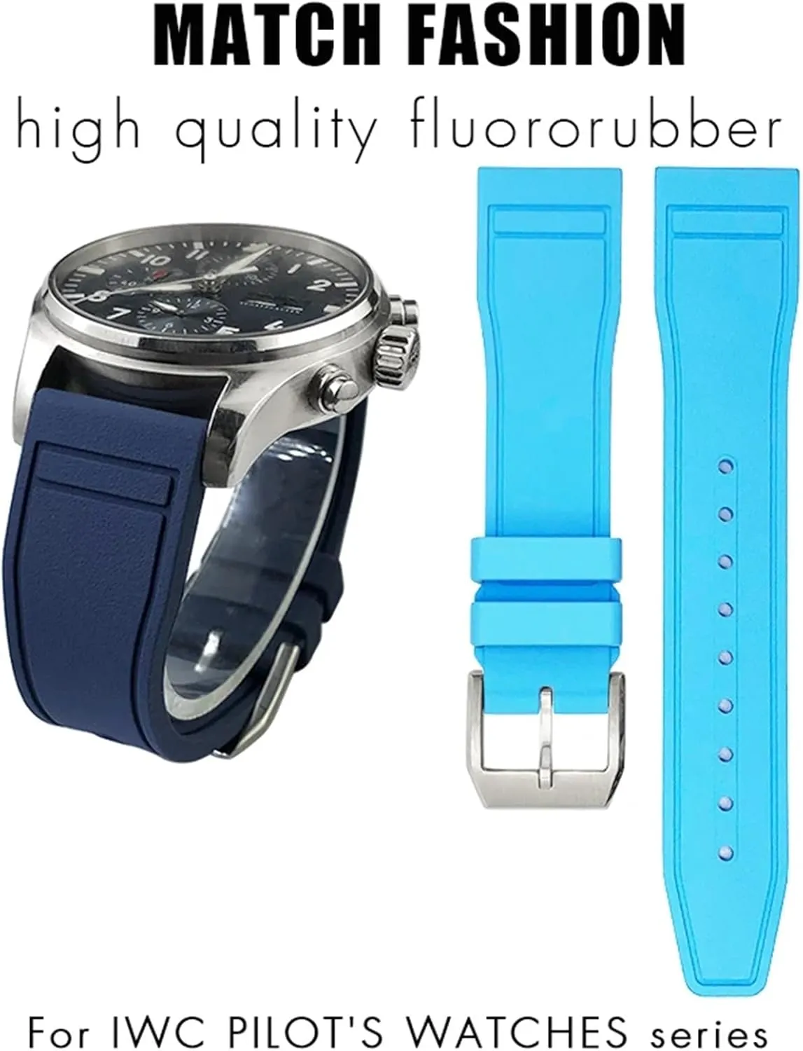 Rubber Watch Strap Tools 21mm Soft Fluororubber FKM Watchbands 20mm 22mm For dishabituate overtake impose noticeable IWC Big Pilot Portofino Natural 