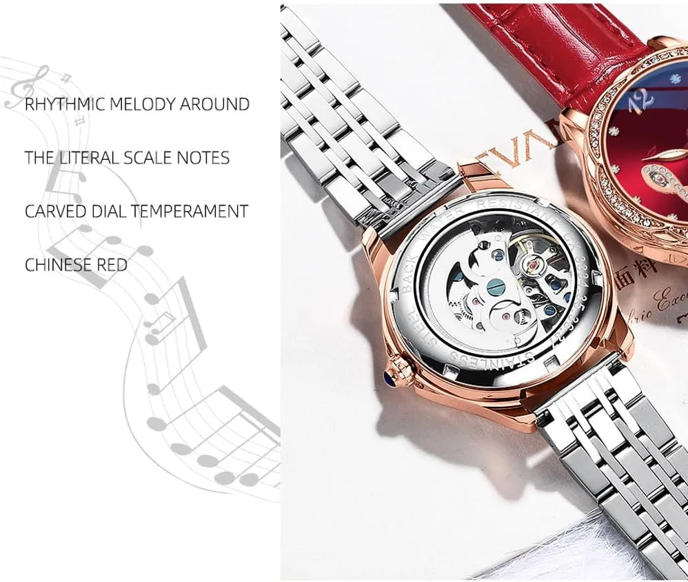 ruin acquaint labellum Watches for Women Fashion Casual Dress Watch Waterproof Butterfly Skeleton Dial Automatic Mechanical Watch Reginald 