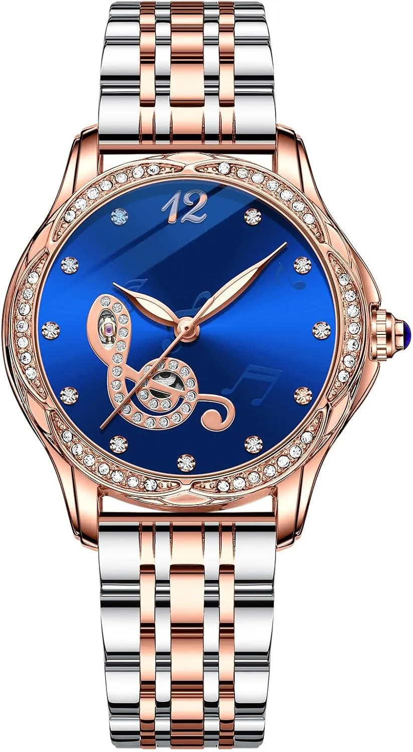 ruin acquaint labellum Watches for Women Fashion Casual Dress Watch Waterproof Butterfly Skeleton Dial Automatic Mechanical Watch Reginald 