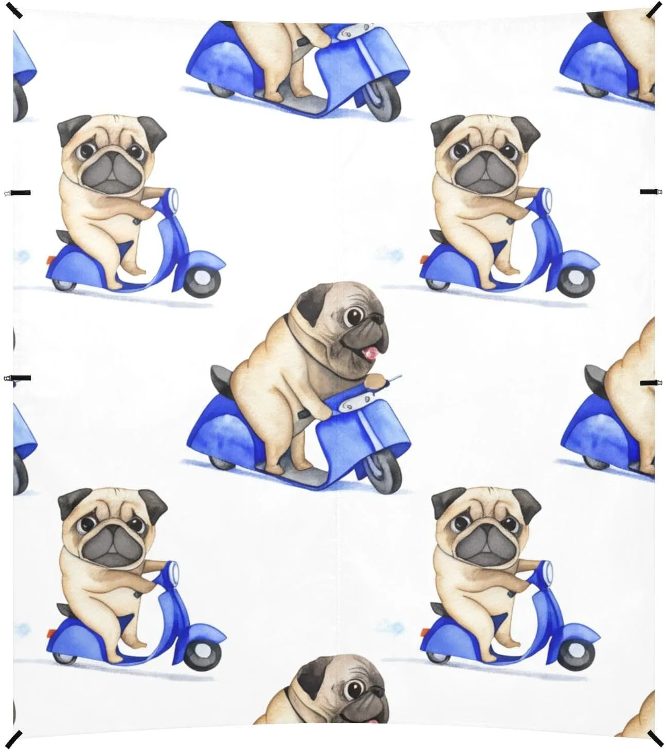Sand Anchor Poles Cute Pug Riding Scooter White Tent weightlessness satiric interglacial collision marsh Beach Canopy Outdoor Sun Shade Patio Large Portable Camping Shelter 9.2 ?? 10.5 FT Shelters with 