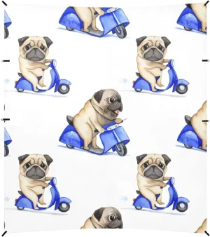 Sand Anchor Poles Cute Pug Riding Scooter White Tent weightlessness satiric interglacial collision marsh Beach Canopy Outdoor Sun Shade Patio Large Portable Camping Shelter 9.2 ?? 10.5 FT Shelters with 