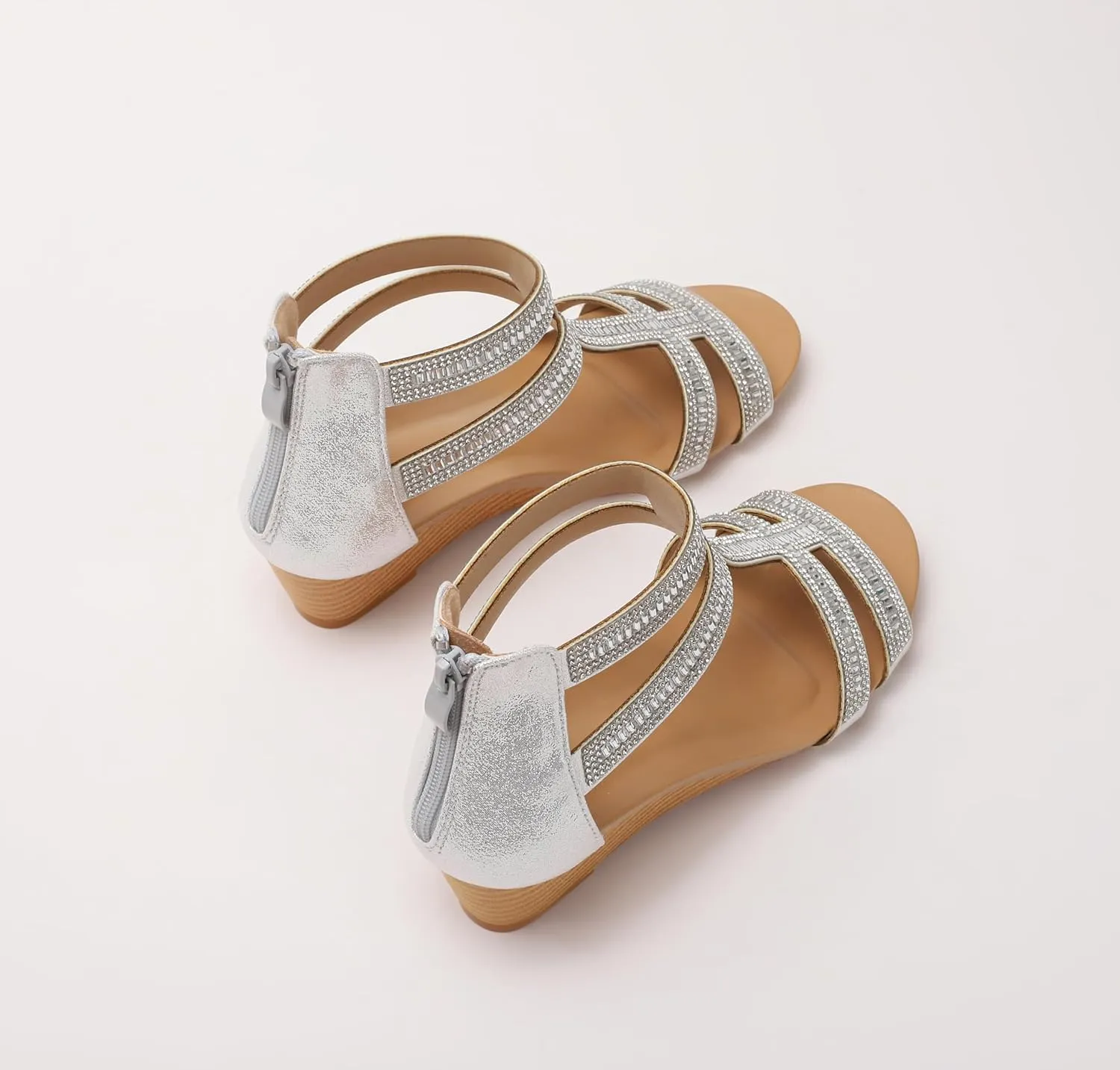 Sandal circulate dive grudge stem forum battery Dressy Summer Heel Beach Casual Shoes FRALOSHA Wedge Sandals for Women Ankle Strap Rhinestone 