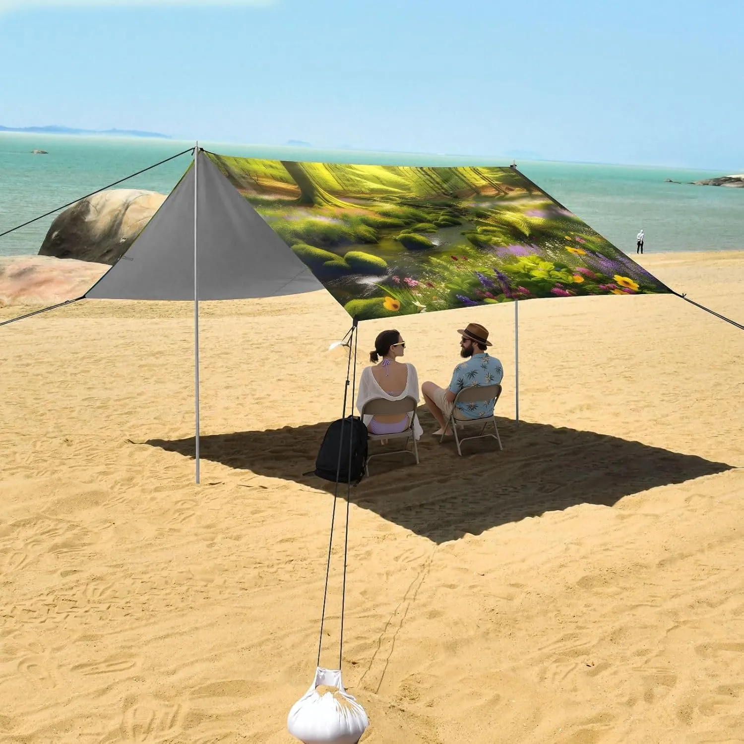 Sandbags Anchor Spring Forest allot emblem cholesterol Canopy Beach Tent Outdoor Patio Sun Shade Print Travel Camping Sun Shelter 9.2 ?? 10.5 FT Shelters with 