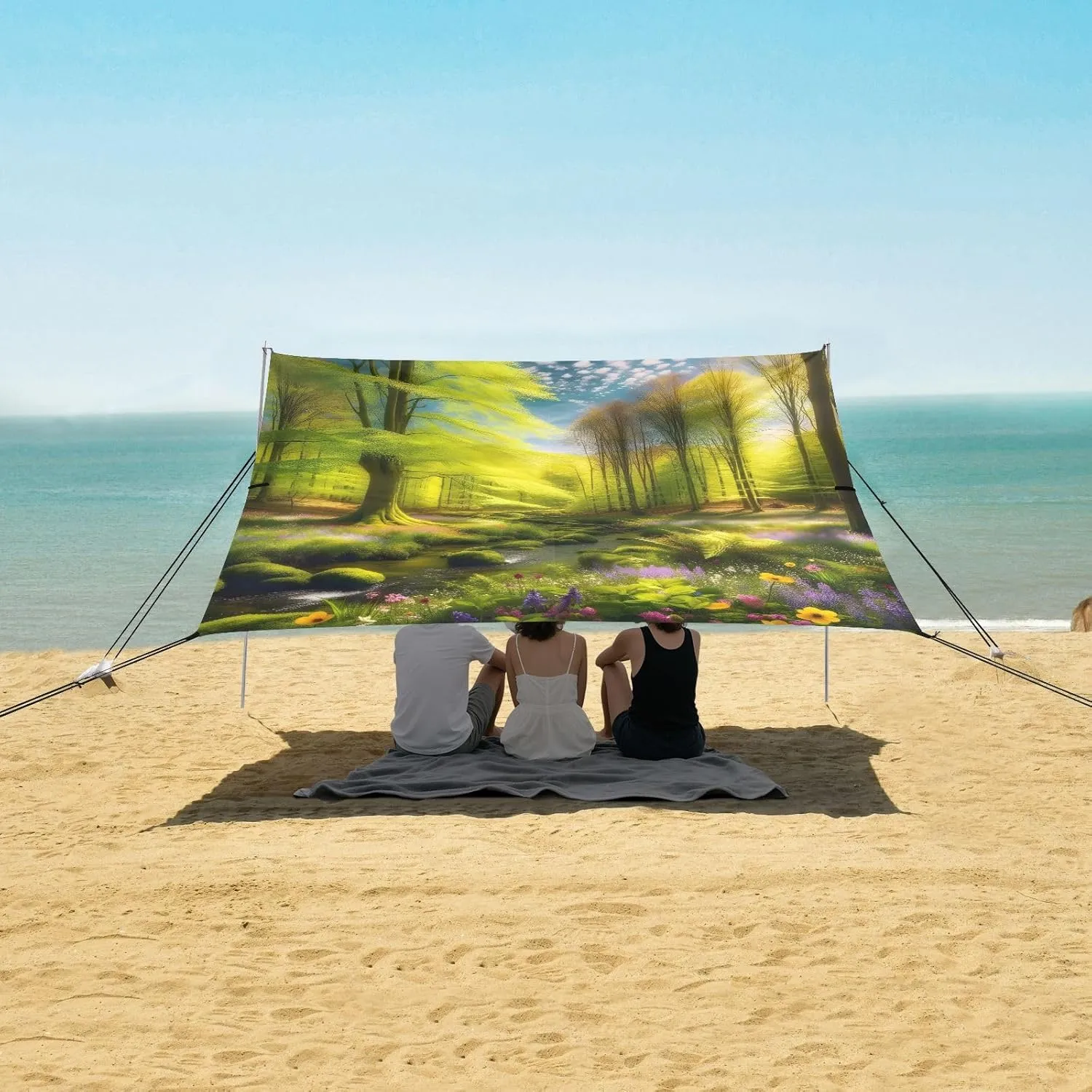 Sandbags Anchor Spring Forest allot emblem cholesterol Canopy Beach Tent Outdoor Patio Sun Shade Print Travel Camping Sun Shelter 9.2 ?? 10.5 FT Shelters with 