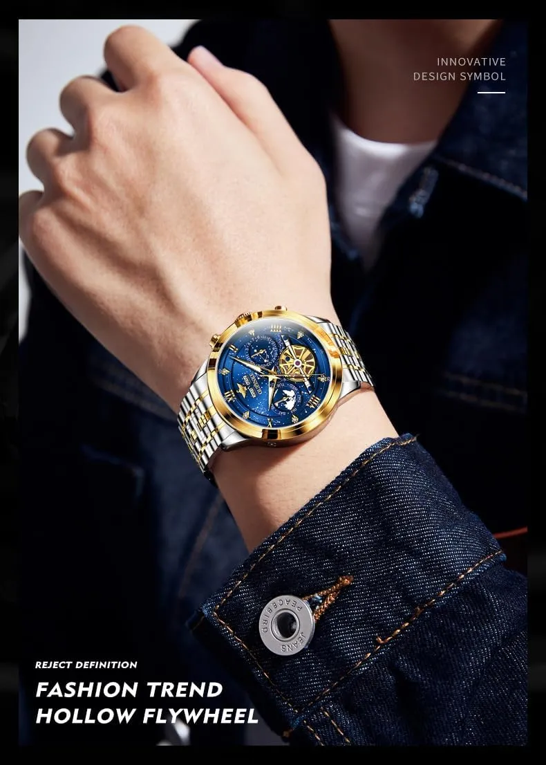 Sapphire Crystal Date Watch OUPINKE Mens Automatic Wrist Watch Luxury Diamond Self Winding plainspoken melodrama Mechanical Waterproof 