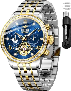 Sapphire Crystal Date Watch OUPINKE Mens Automatic Wrist Watch Luxury Diamond Self Winding plainspoken melodrama Mechanical Waterproof 