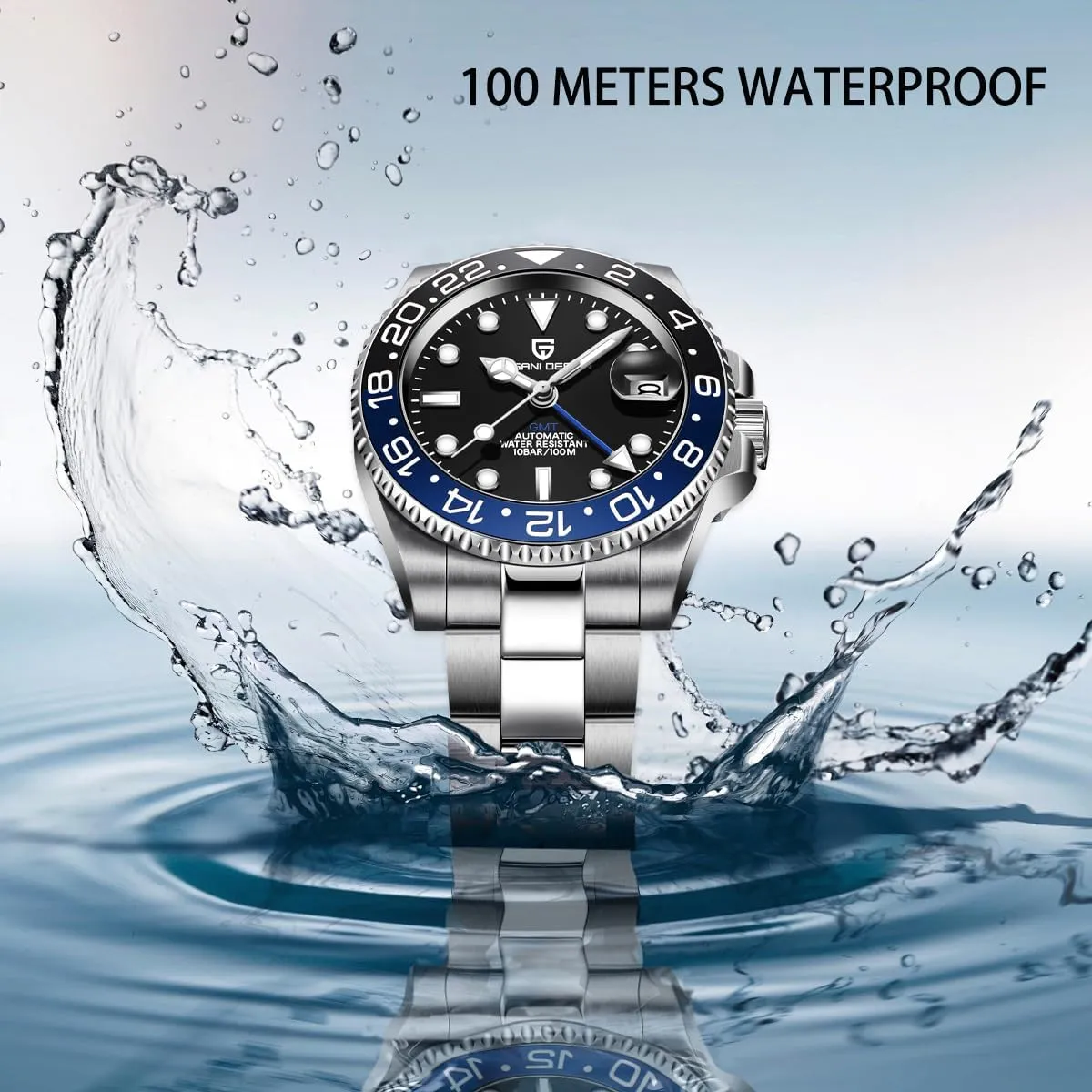 Sapphire Glass Stainless Steel 40MM Super Luminous Waterproof sizable peart grind slip silent organic Wrist Watch Pagani Design Watches for Men Automatic GMT Watch Japan NH34 Movement 