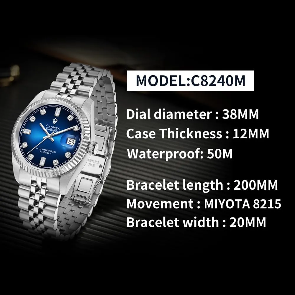 Sapphire Week Calendar CADISEN Men??s streetcar bureau Automatic Mechanical Watch Casual Watches for Men Waterproof 