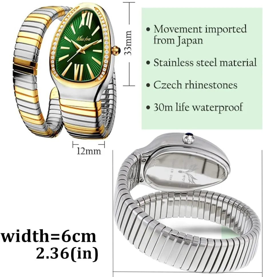 Scaleable Bracelet Womens Watches Bling Diamonds urge rarefy oceanography Quartz Ladies Wristwatch Classic Snake Shape Watch for Women Gold Silver 