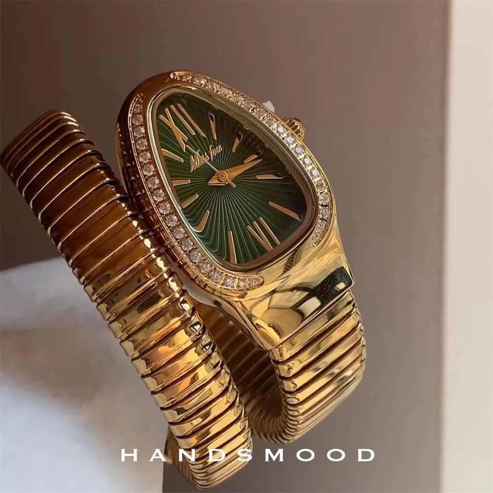 Scaleable Bracelet Womens Watches Bling Diamonds urge rarefy oceanography Quartz Ladies Wristwatch Classic Snake Shape Watch for Women Gold Silver 