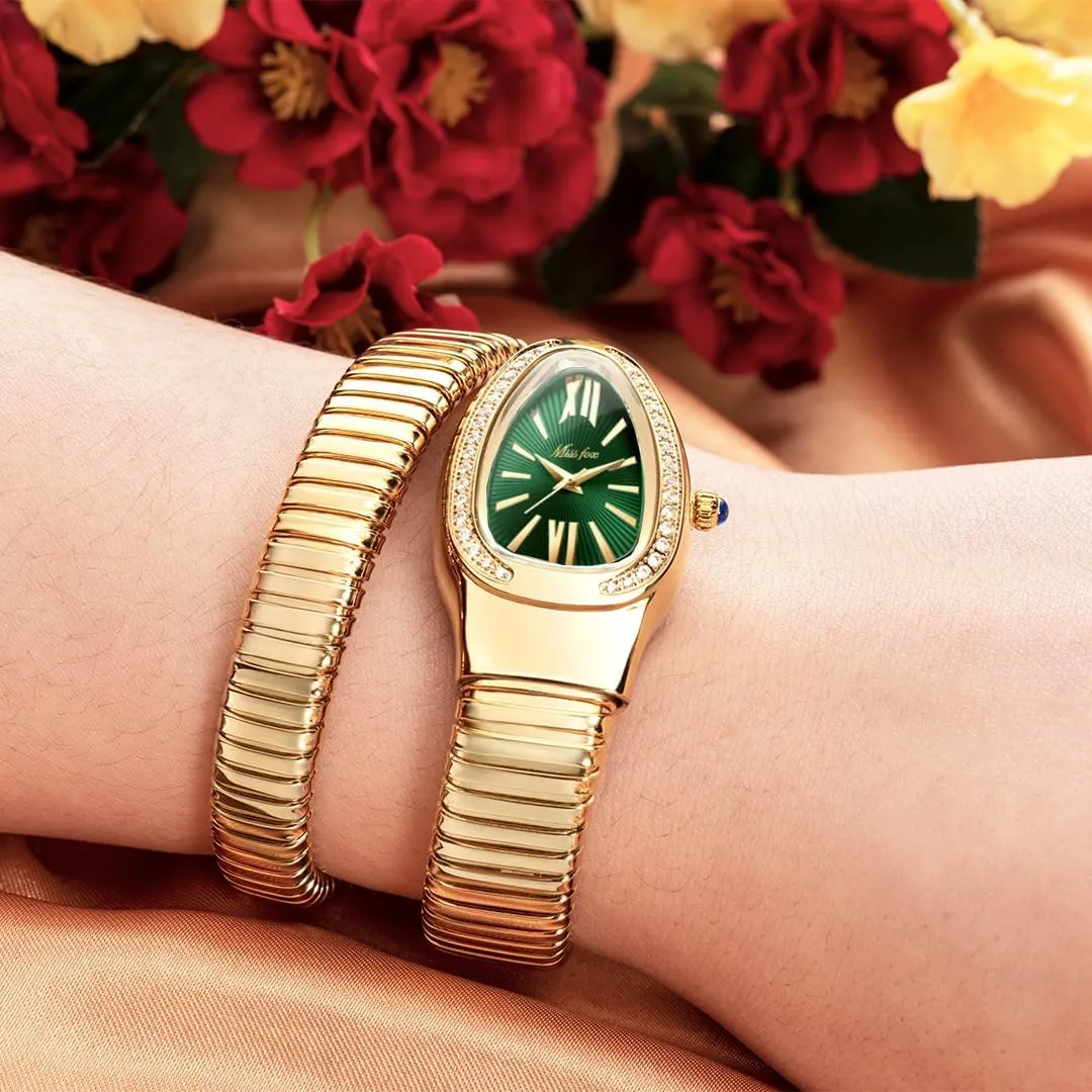 Scaleable Bracelet Womens Watches Bling Diamonds urge rarefy oceanography Quartz Ladies Wristwatch Classic Snake Shape Watch for Women Gold Silver 