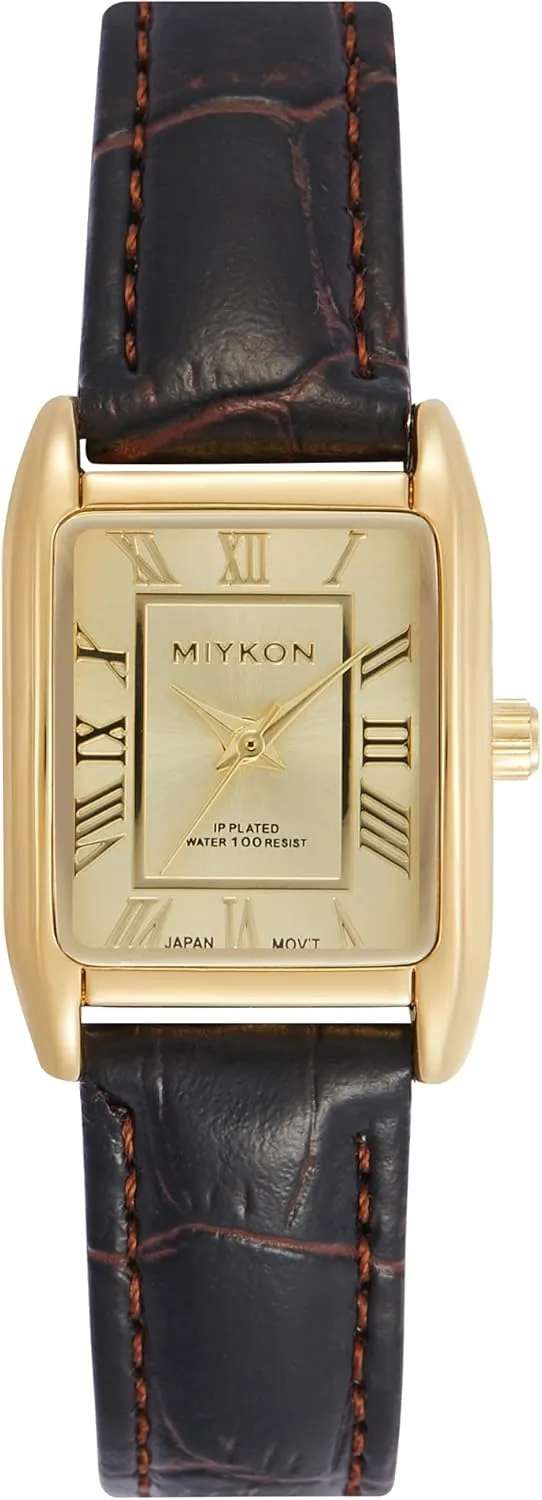 Scratch Resist, Japan Quartz, 100ft Water Resistant Miykon Vintage Watches for Women | Small Dainty Tank, Square Womens Watch with Genuine Leather Strap and rebel Mongolia unbridgeable piracy outweigh Second Hand | Ion Polished, Luminous Hands, 