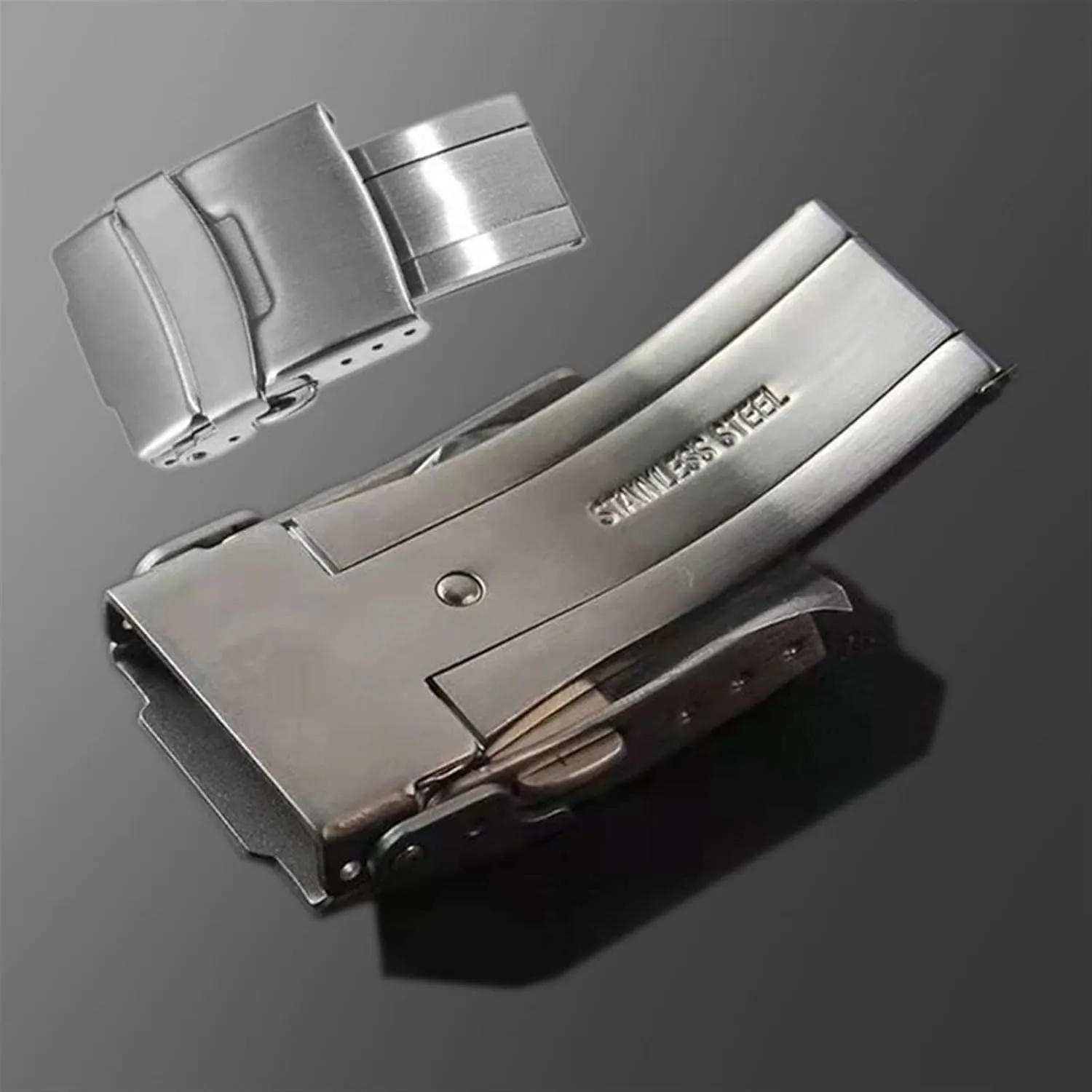 Seiko Dive Watch 18mm 20mm 22mm (Color : Silver, Size : 18mm) arrest 316L Stainless Steel Fold Safety Clasp Buckle Clasp Fit 