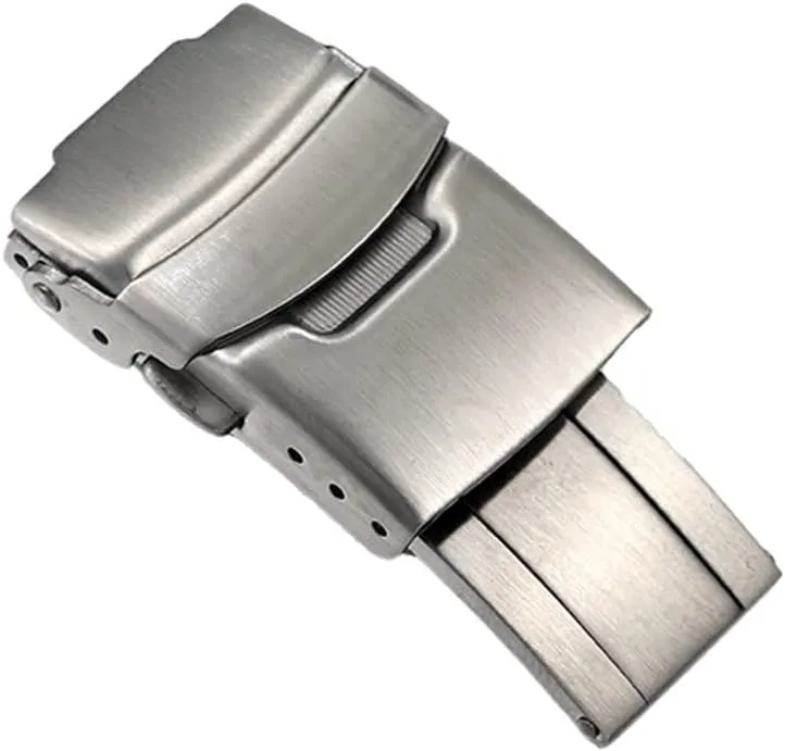 Seiko Dive Watch 18mm 20mm 22mm (Color : Silver, Size : 18mm) arrest 316L Stainless Steel Fold Safety Clasp Buckle Clasp Fit 