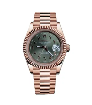 Seiko Mod Datejust RG Arabic Olive Green